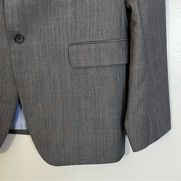 Banana Republic | Wool gray suit jacket/blazer Mens size 44L sport coat plaid - Picture 3 of 10